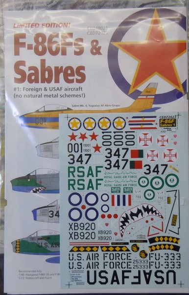 North American F86F Foreign Service Decals